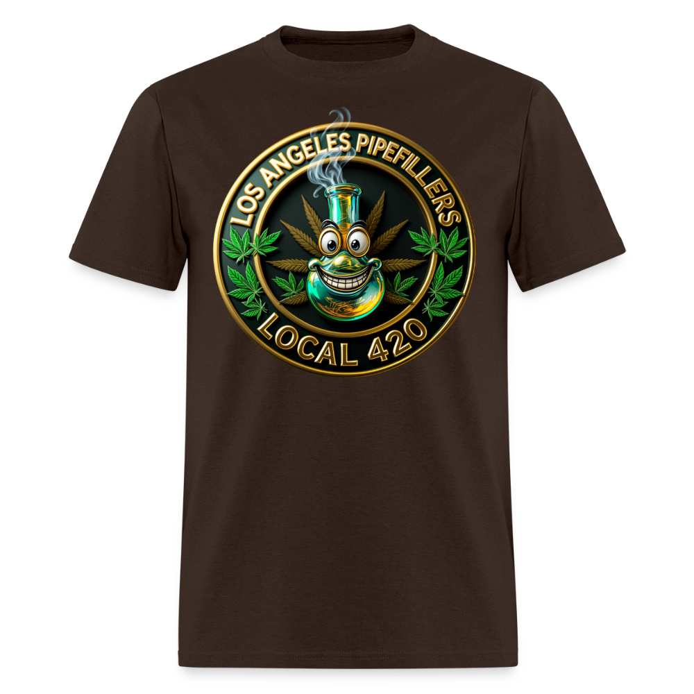 LOS ANGLES PIPEFILLERS LOCAL 420 Men's T-Shirt - brown