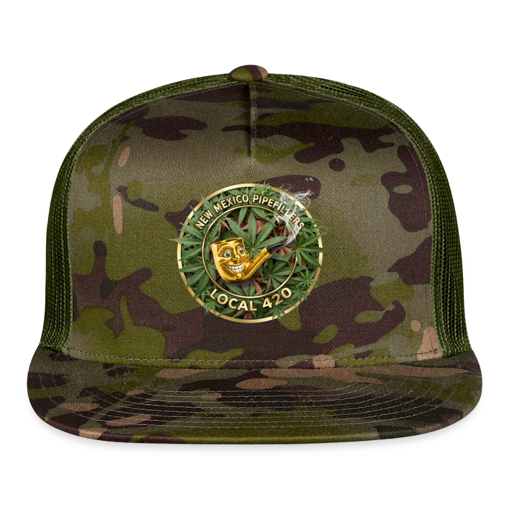 NEW MEXICO PIPEFILLERS LOCAL 420 CAMO Trucker Hat - MultiCam\green