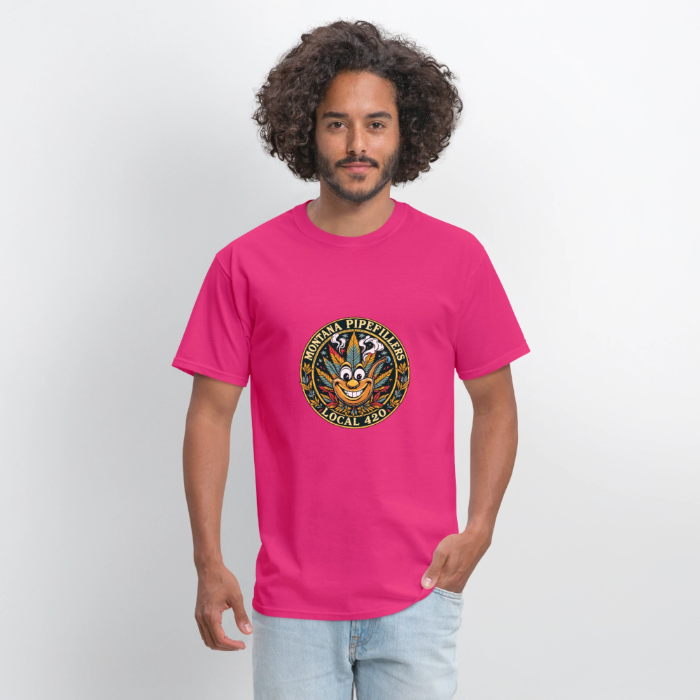 MONTANA PIPEFILLERS LOCAL 420 F/B DESIGN Men's T-Shirt - fuchsia