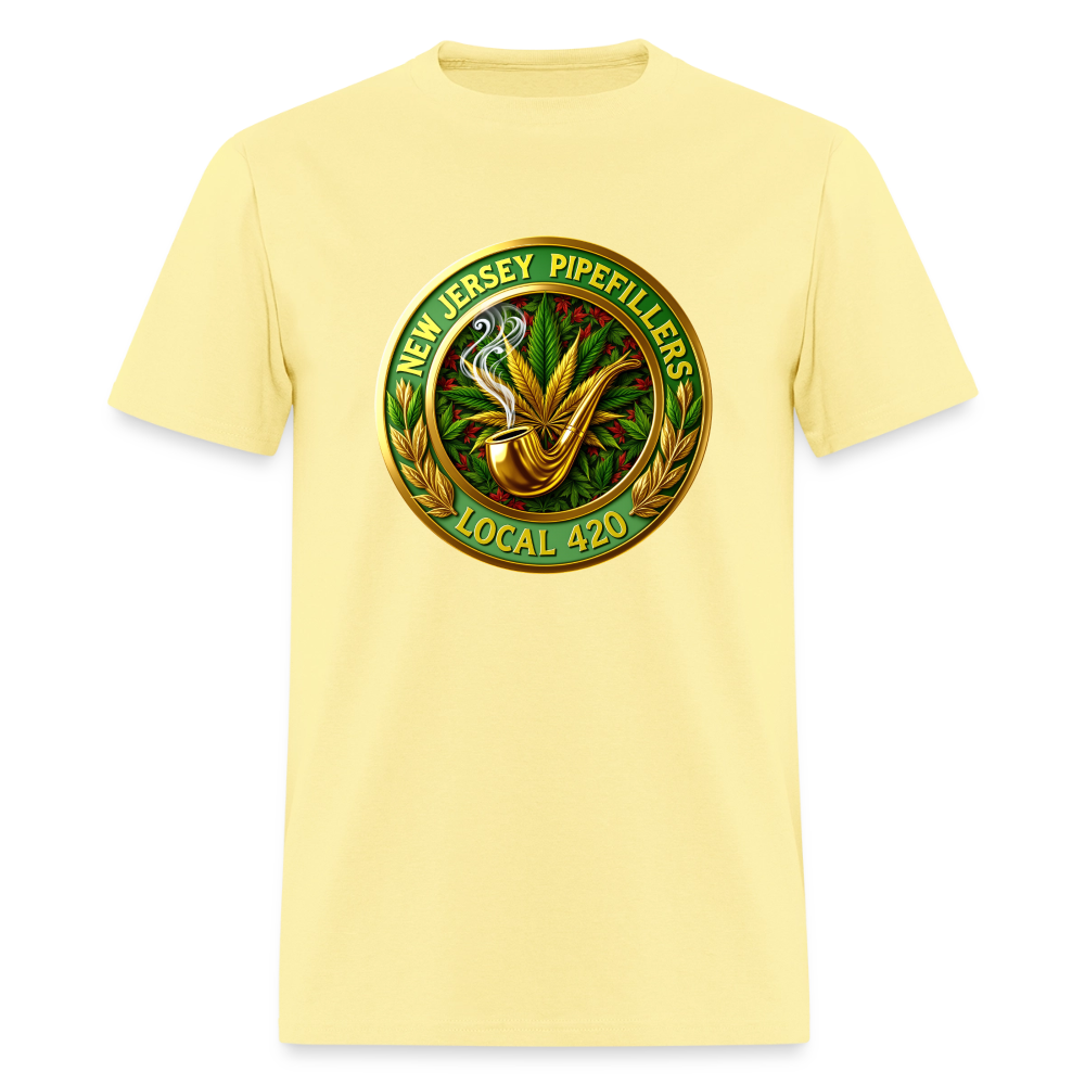 NEW JERSEY PIPEFILLERS LOCAL 420 F/B DESIGN Men's T-Shirt - cornsilk