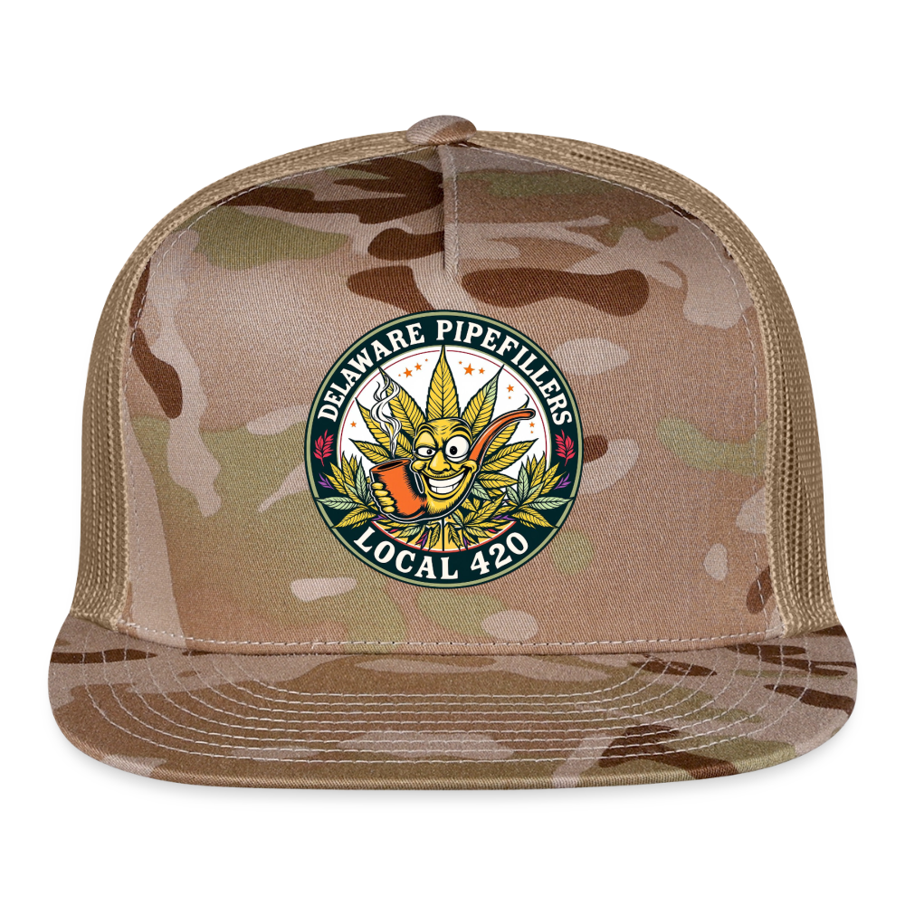 DELAWARE  PIPEFILLERD LOCAL 420 CAMO Trucker Hat - MultiCam\tan