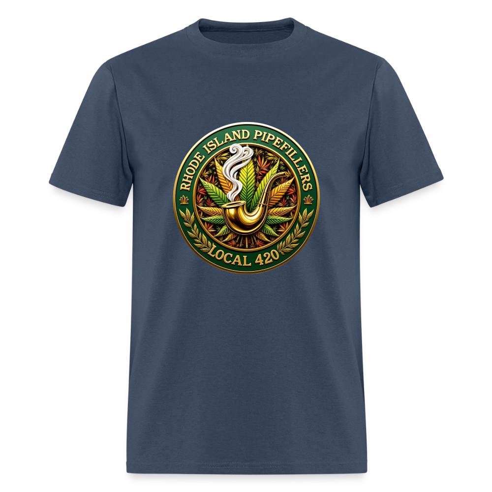 RHODE ISLAND PIPEFILLERS LOCAL 420 F/B DESIGNS Men's T-Shirt -  blue dusk