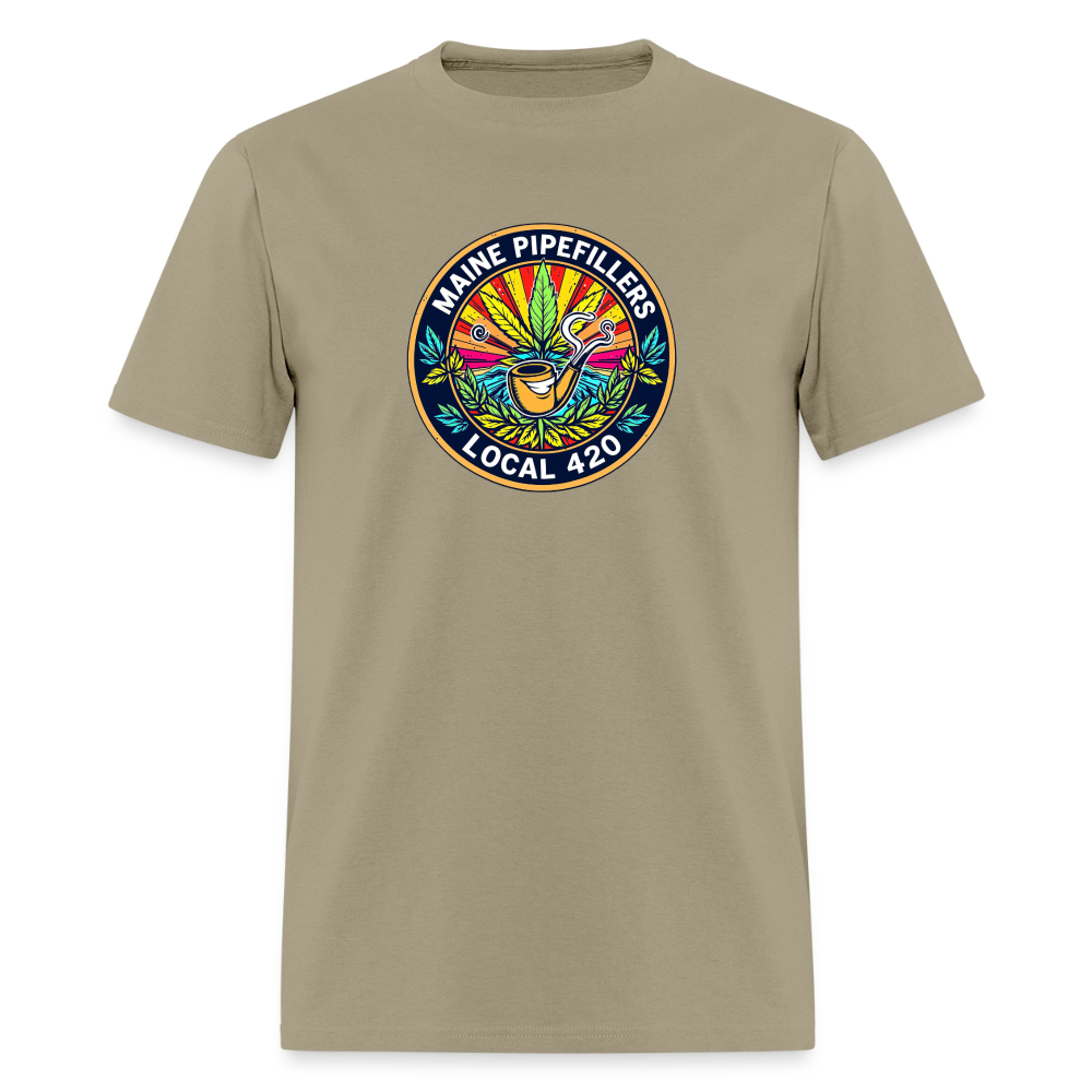 MAINE PIPEFILLERS LOCAL 420 2 EMBLEM Men's T-Shirt - khaki