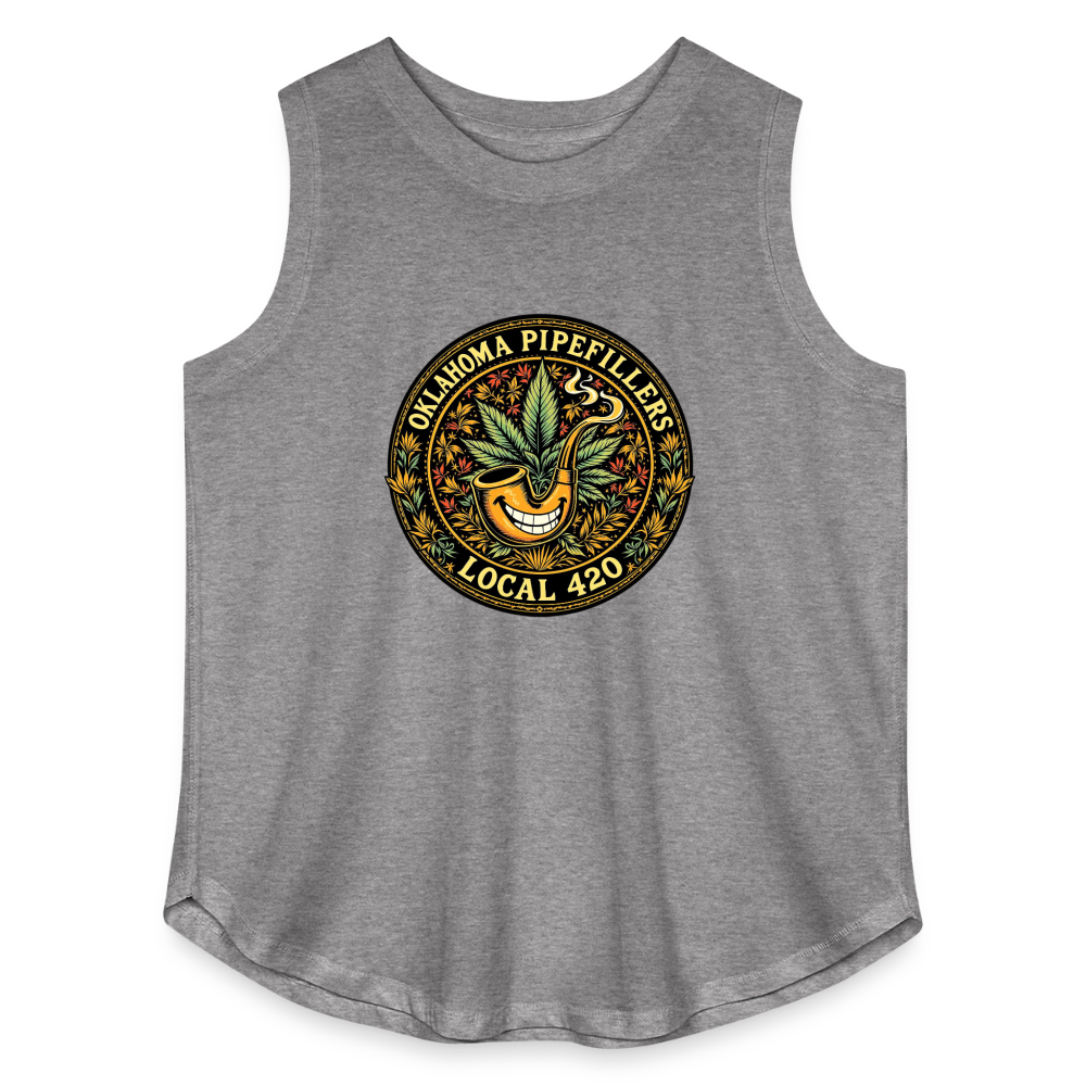 OKLAHOMA PIPEFILLERS LOCAL 420  Women's Curvy Relaxed Tank Top - granite heather 