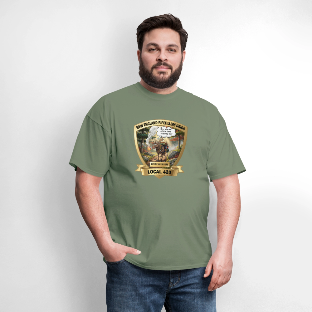 NEW ENGLAND PIPEFILLERS LOCAL 420 HERBIE HERBIVORE Men's T-Shirt - military green
