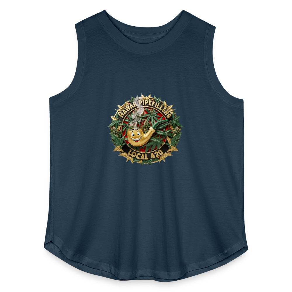 HAWAII PIPEFILLERS LOCAL 420 Women's Curvy Relaxed Tank Top - denim