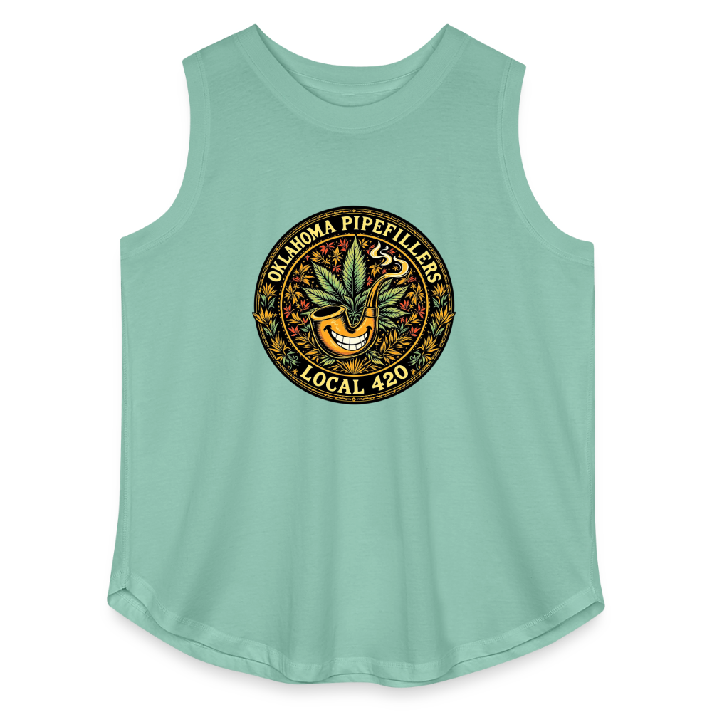 OKLAHOMA PIPEFILLERS LOCAL 420  Women's Curvy Relaxed Tank Top - saltwater