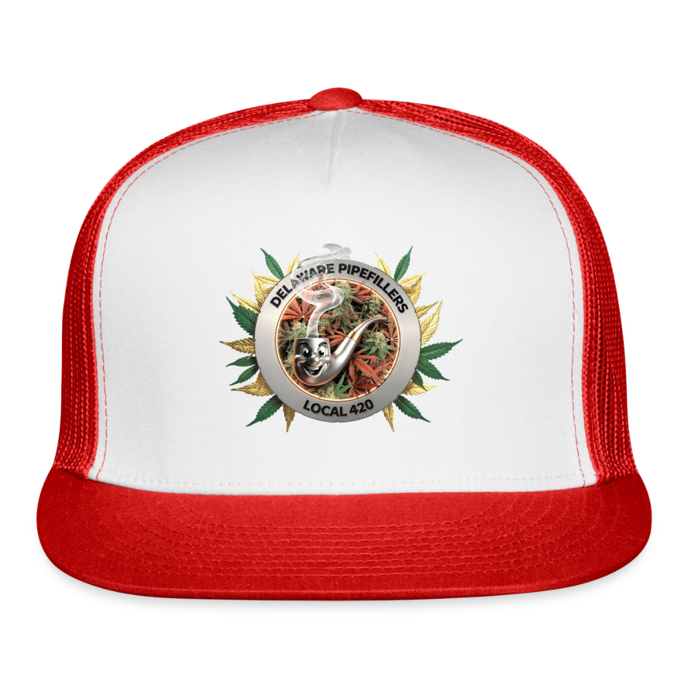 DELAWARE PIPEFILLERS LOCAL 420  Trucker Hat - white/red
