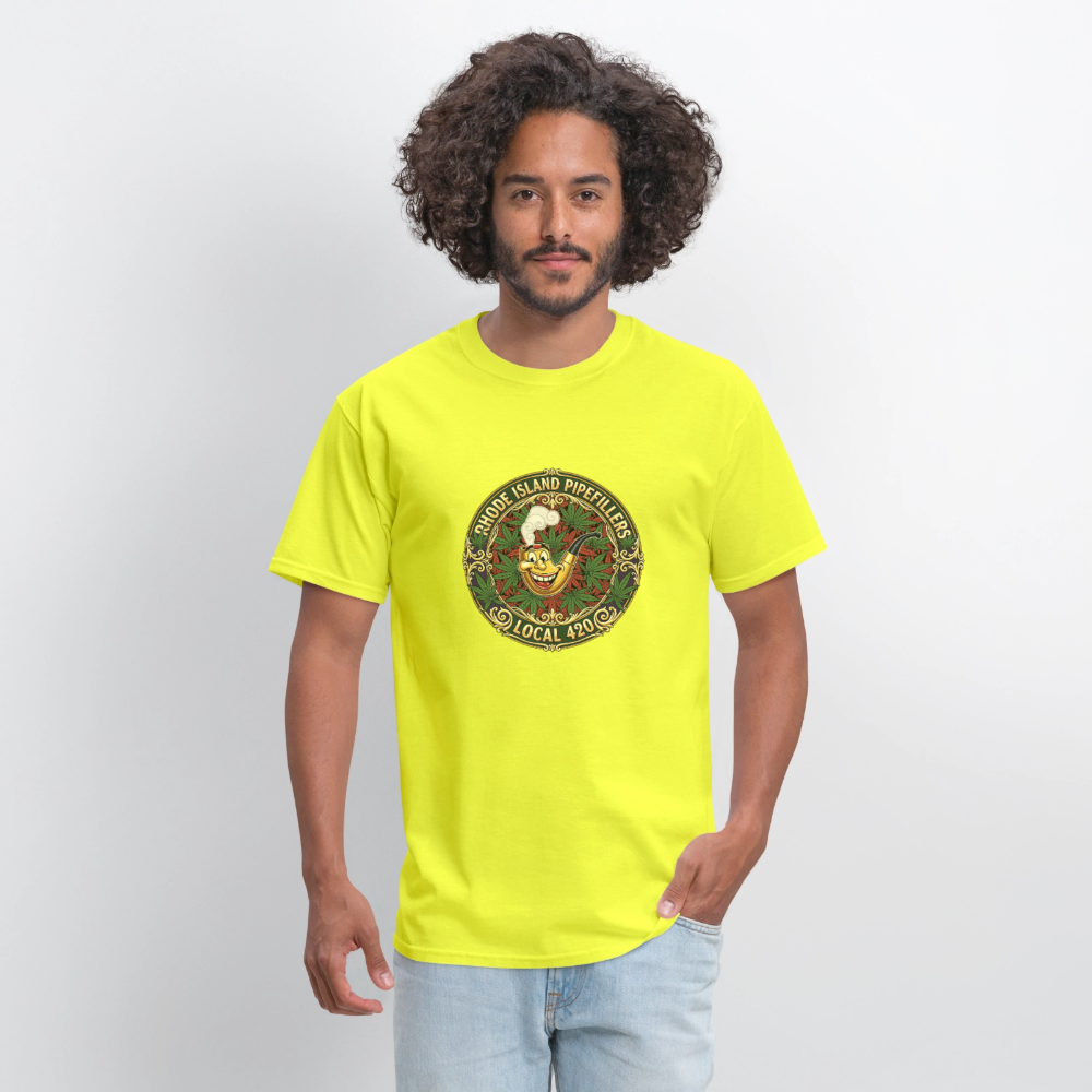 TEXAS PIPEFILLERS LOCAL 420 Men's T-Shirt - safety green