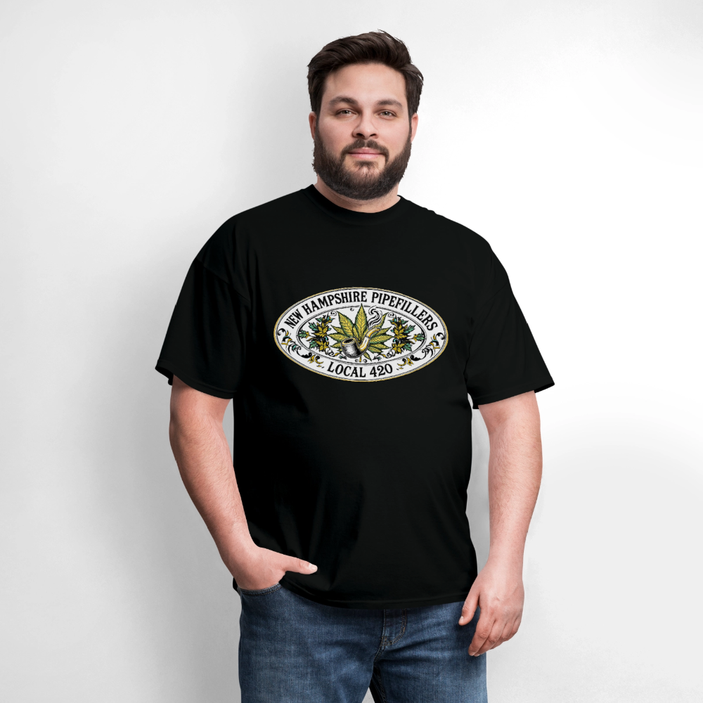 NEW HAMPSHIRE PIPEFILLERS LOCAL 420 2 EMBLEM Men's T-Shirt - black
