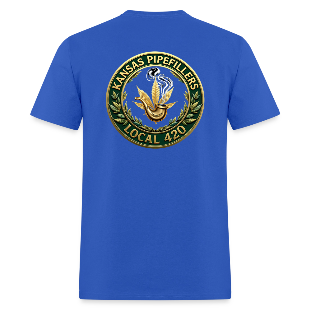 KANSAS PIPEFILLERS LOCAL 420 F/B DESIGNS Men's T-Shirt - royal blue