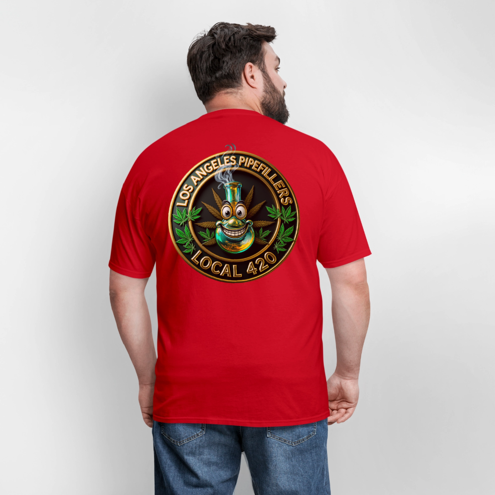 LOS ANGLES PIPEFILLERS LOCAL 420 2 EMBLEM Men's T-Shirt - red