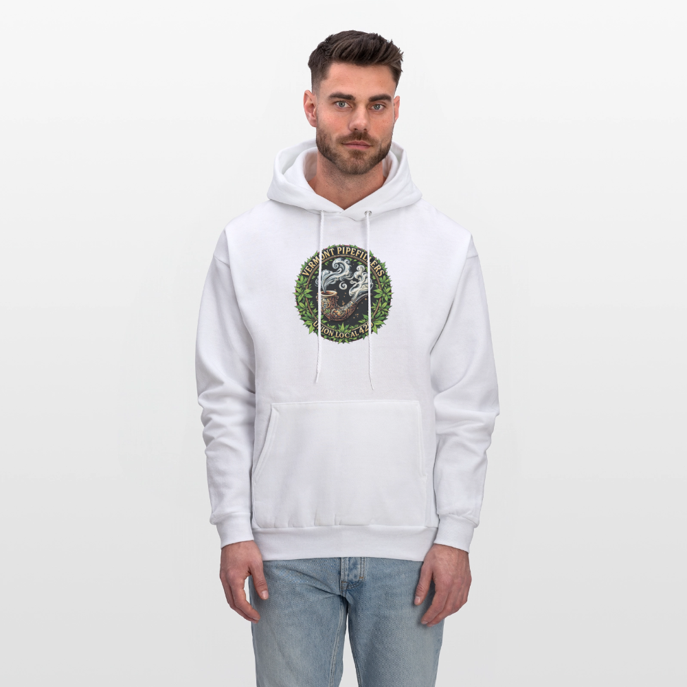 VERMONT PIPEFILLERS LOCAL 420 2 EMBLEM Men's Hoodie - white