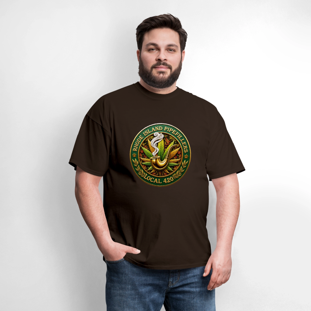 RHODE ISLAND PIPEFILLERS LOCAL 420 F/B DESIGNS Men's T-Shirt - brown