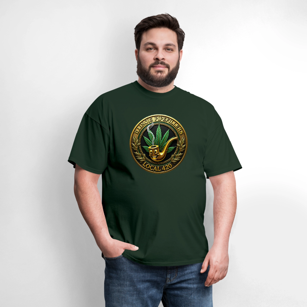 ILLINOIS PIPEFILLERS LOCAL 420 Men's T-Shirt | - forest green