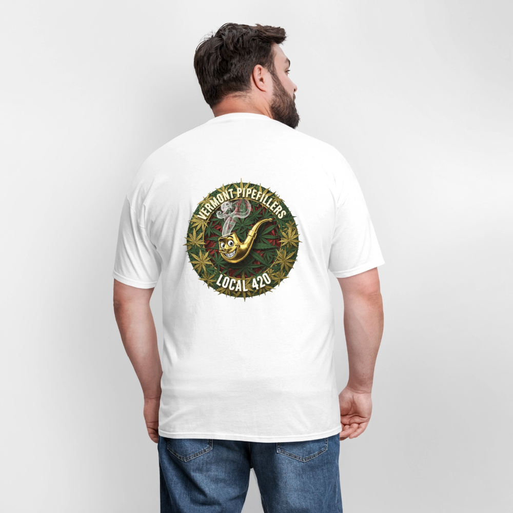 VERMONT PIPEFILLERS LOCAL 420  F/B DESIGN Men's T-Shirt - white