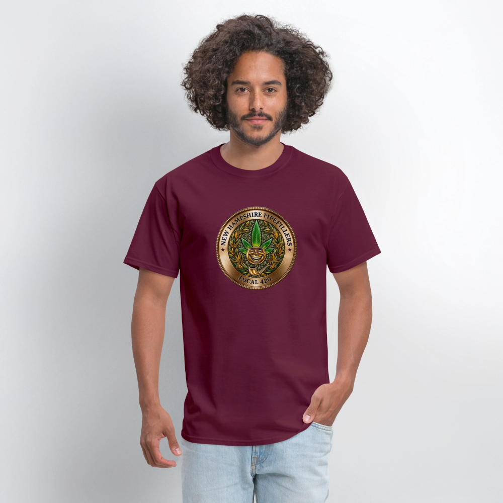 NEW HAMPSHIRE PIPEFILLERS UNION LOCAL 420 Men's T-Shirt - burgundy