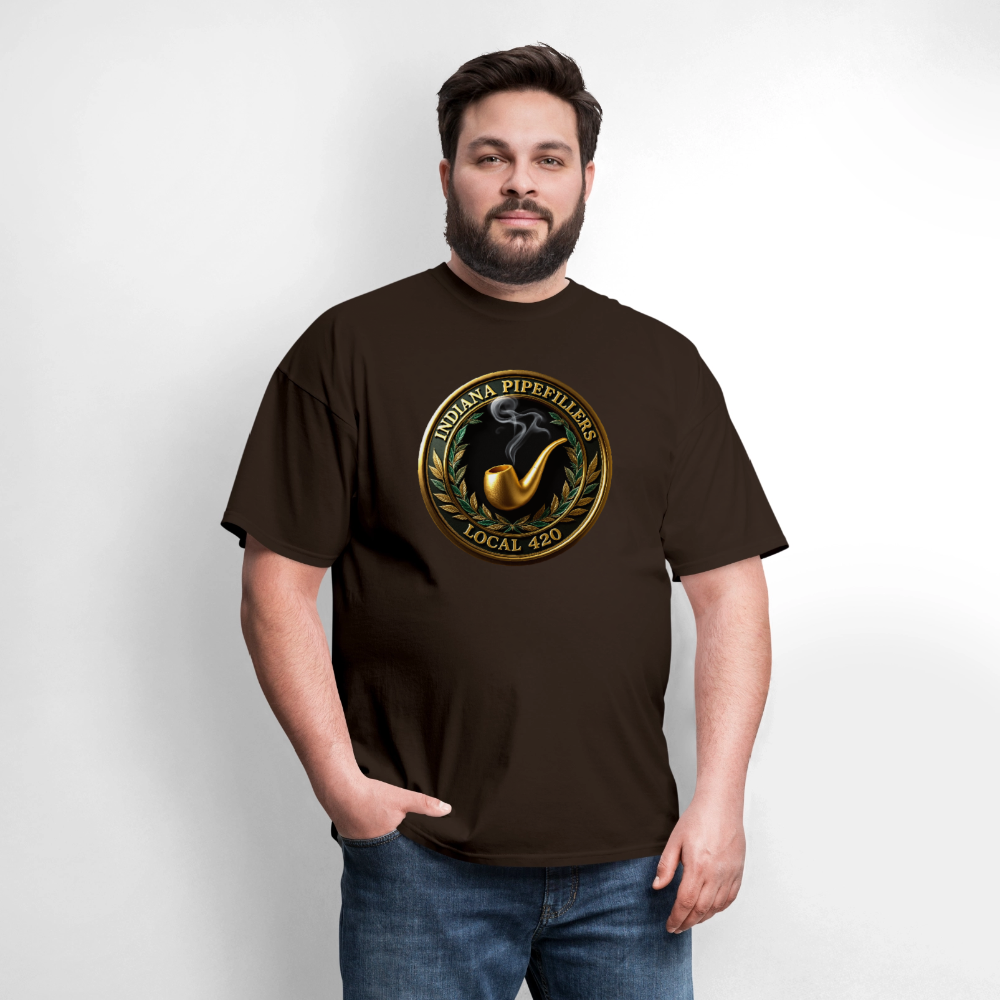 INDIANA PIPEFILLERS LOCAL 420 Men's T-Shirt - brown