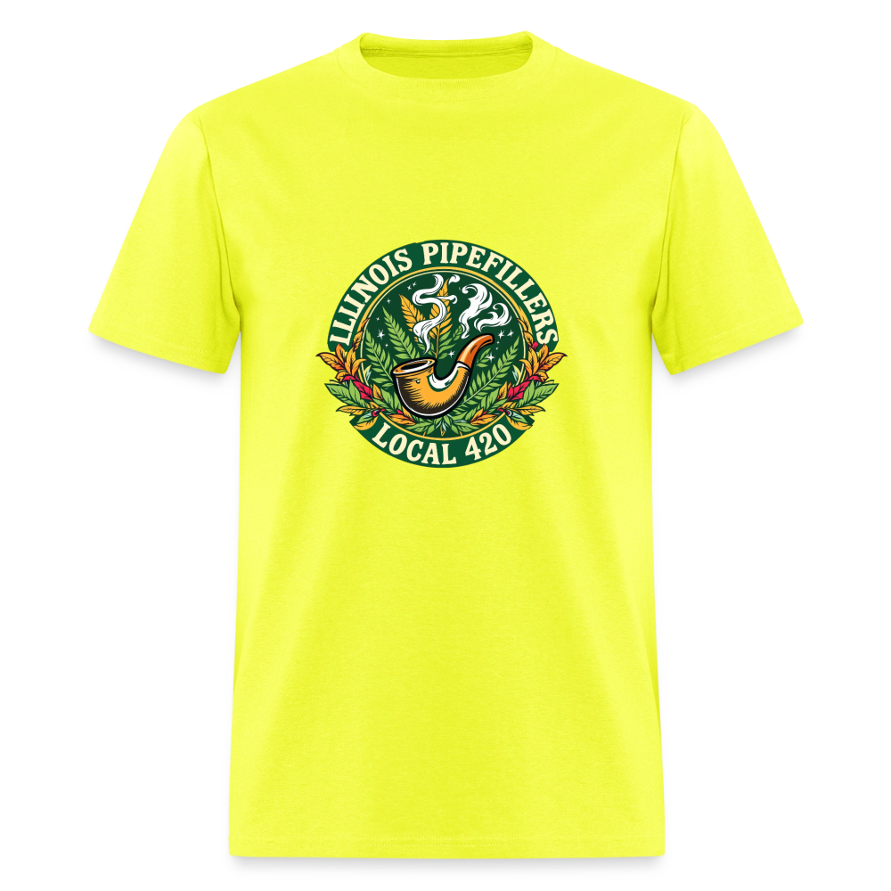 ILLINOIS PIPEFILLERS LOCAL 420 F/B DESIGN Men's T-Shirt - safety green