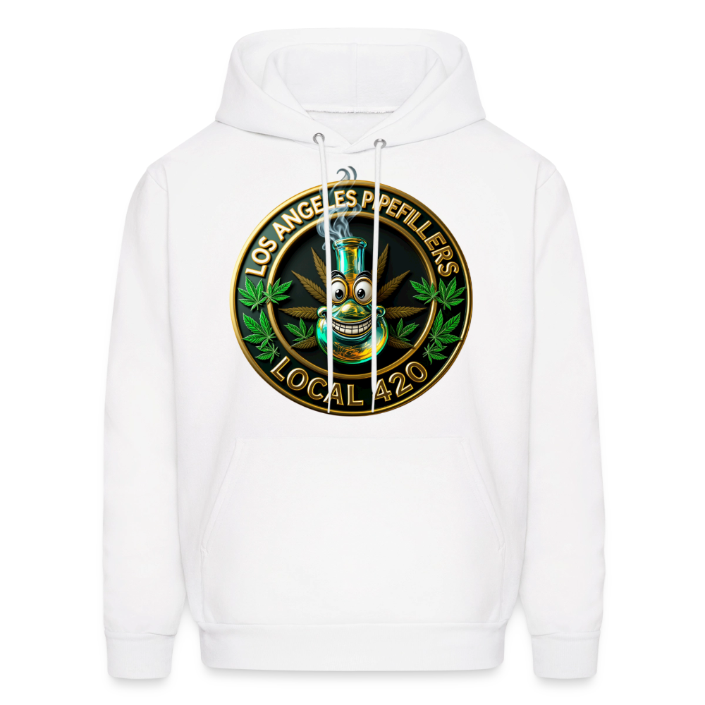 LOS ANGLES PIPEFILLERS LOCAL 420 2 EMBLEM Men's Hoodie - white