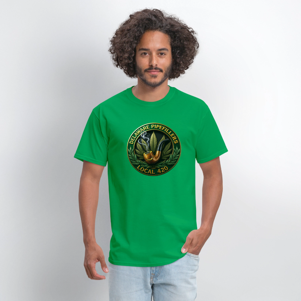 DELAWARE  PIPEFILLERS LOCAL 420 F/B DESIGN Men's T-Shirt - bright green