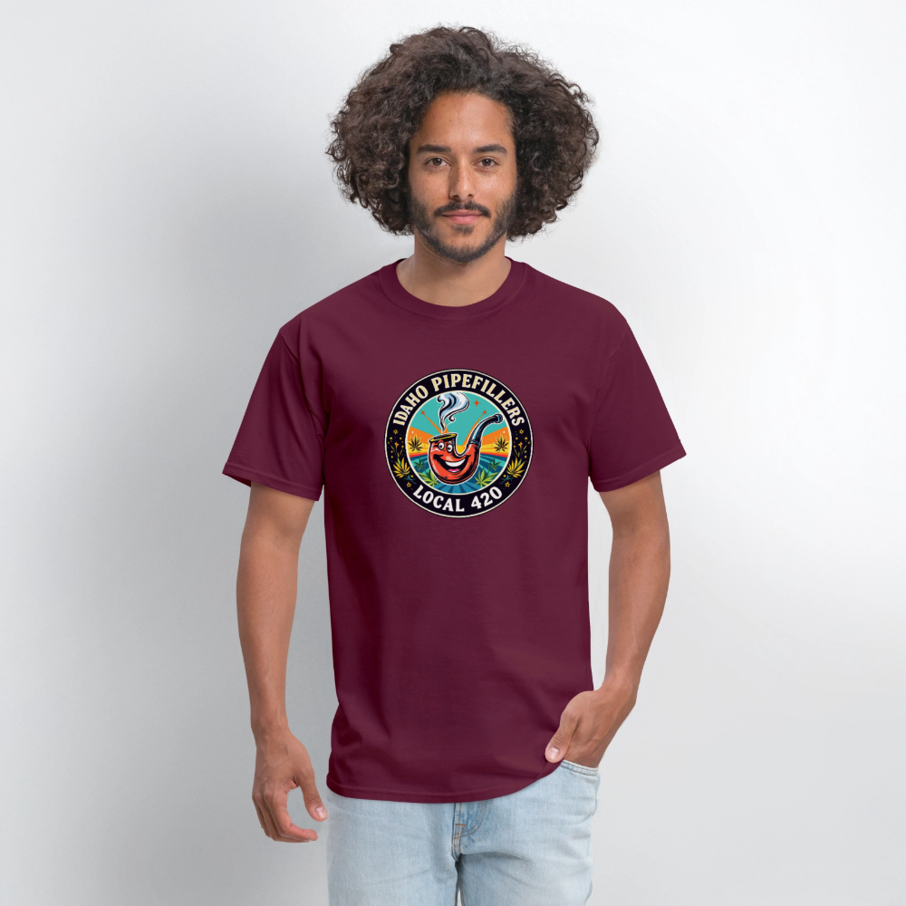 IDAHO PIPEFILLERS LOCAL 420 F/B DESIGN Men's T-Shirt - burgundy