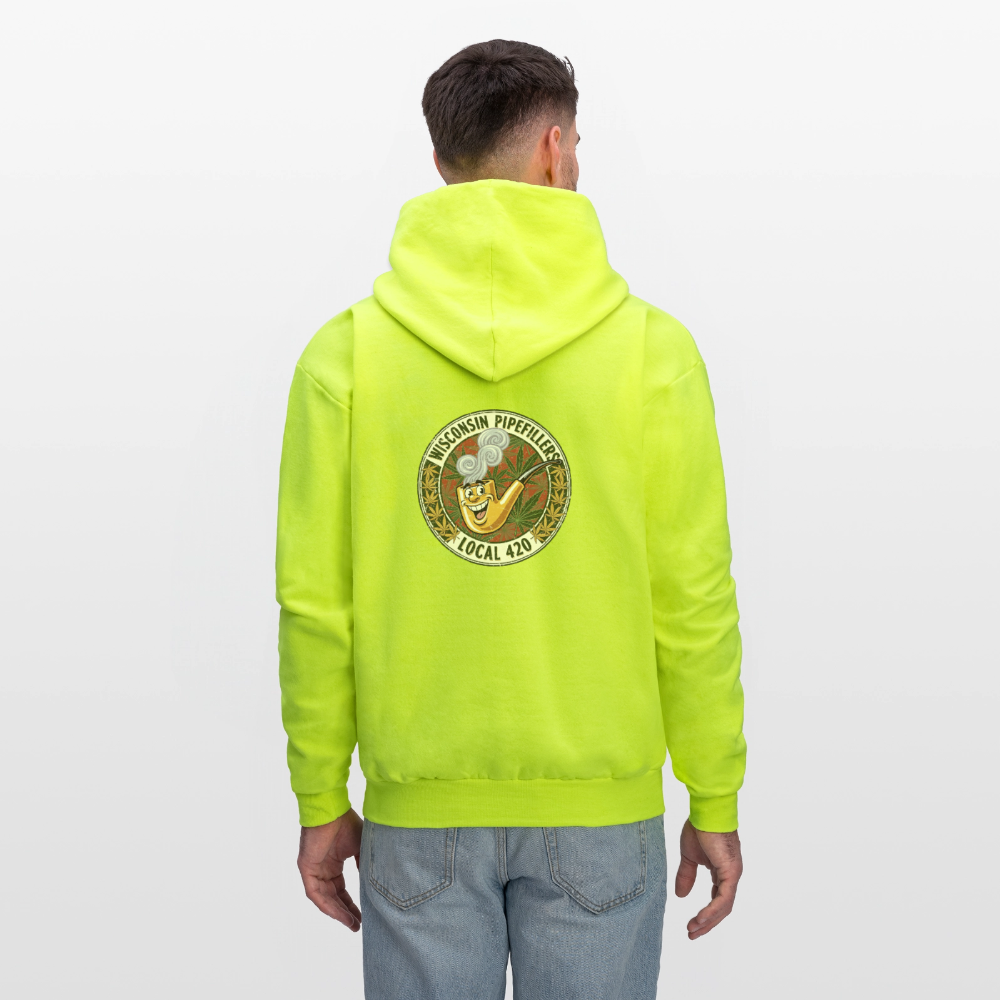 WISCONSIN PIPEFILLERS LOCL 420 F/B DESIGN Men's Hoodie - safety green