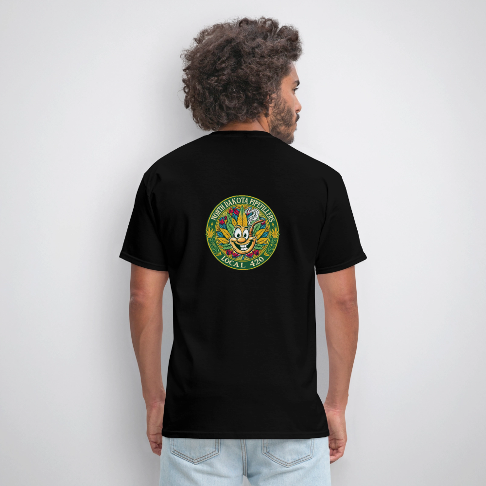 NORTH DAKOTA PIPEFILLERS LOCAL 420 F/B 2 DESIGNS Men's T-Shirt - black