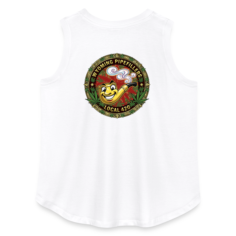 WYOMING PIPEFILLERS LOCAL 420 F/B DESIGN Women's Curvy Relaxed Tank Top - white