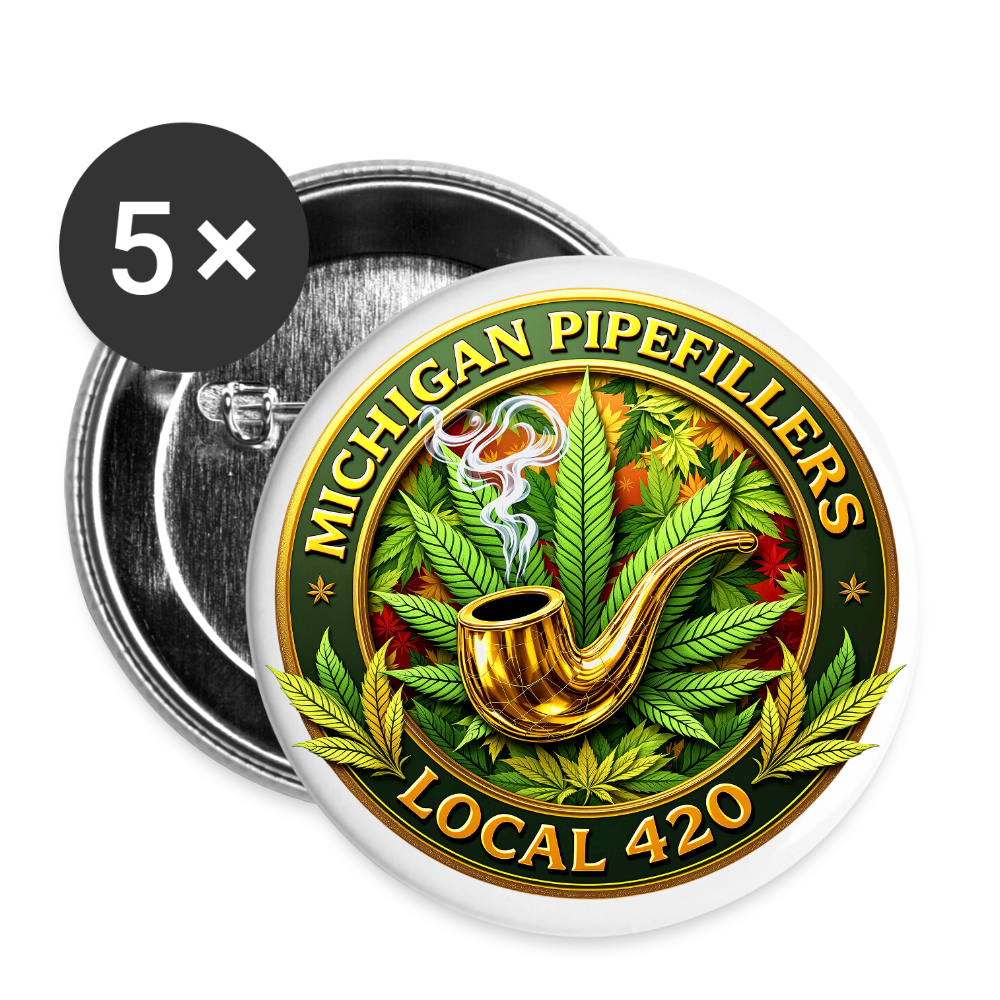 MICHIGAN PIPEFILLERS LOCAL 420 Union Buttons small 1'' (5-pack) - white