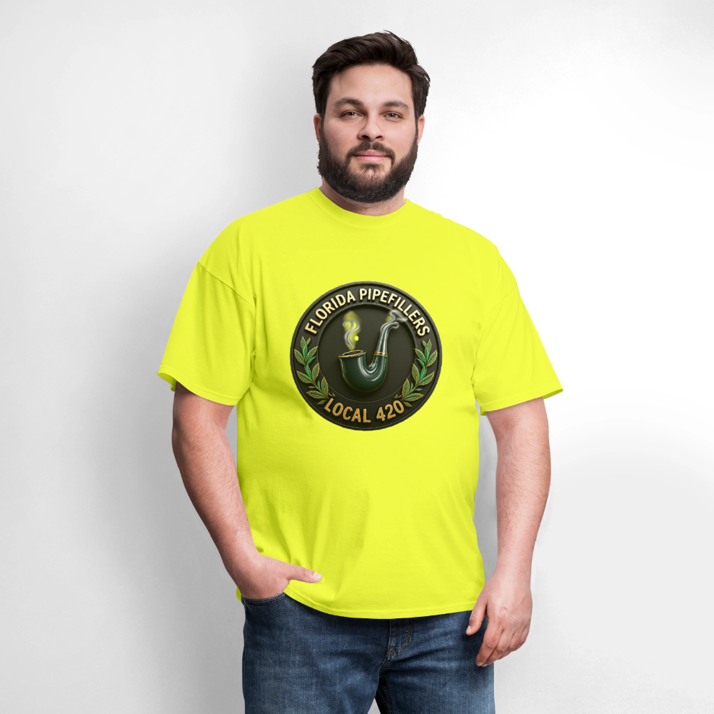 FLORIDA PIPEFILLERS LOCAL 420 Men's T-Shirt - safety green
