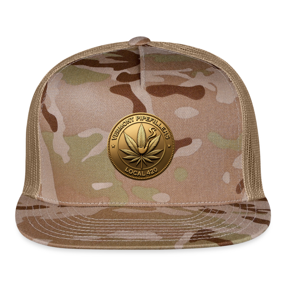 VERMONT PIPEFILLERS LOCAL 420 CAMO Trucker Hat - MultiCam\tan