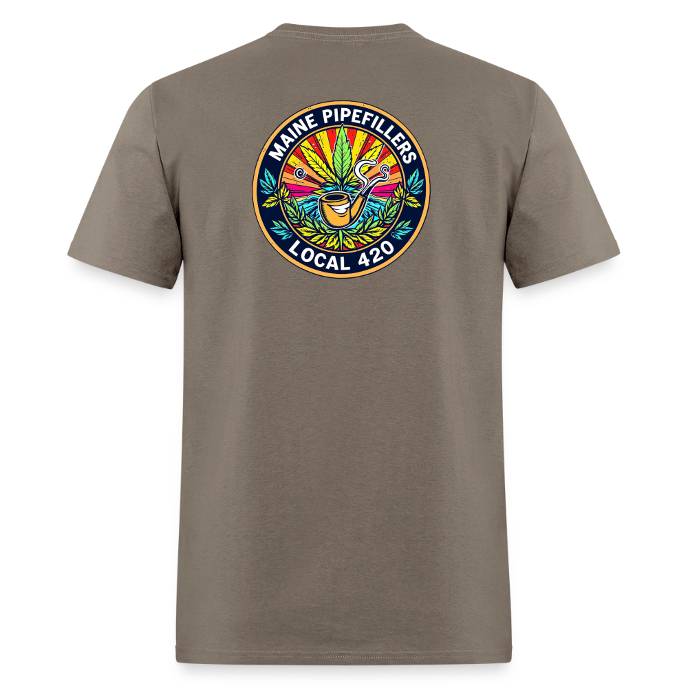 MAINE PIPEFILLERS LOCAL 420 2 EMBLEM Men's T-Shirt - safari