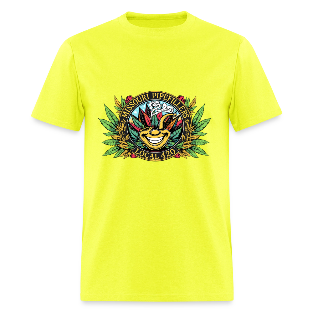 MISSOURI PIPEFILLERS LOCAL 420  F/B DESIGNS  Men's T-Shirt - safety green