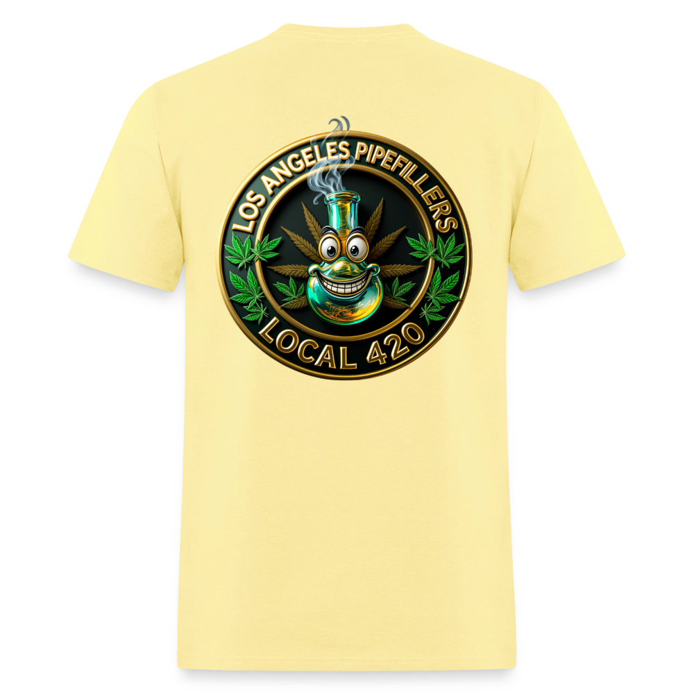 LOS ANGELES PIPEFILLERS LOCAL 420 F/B DESIGNS Men's T-Shirt - cornsilk