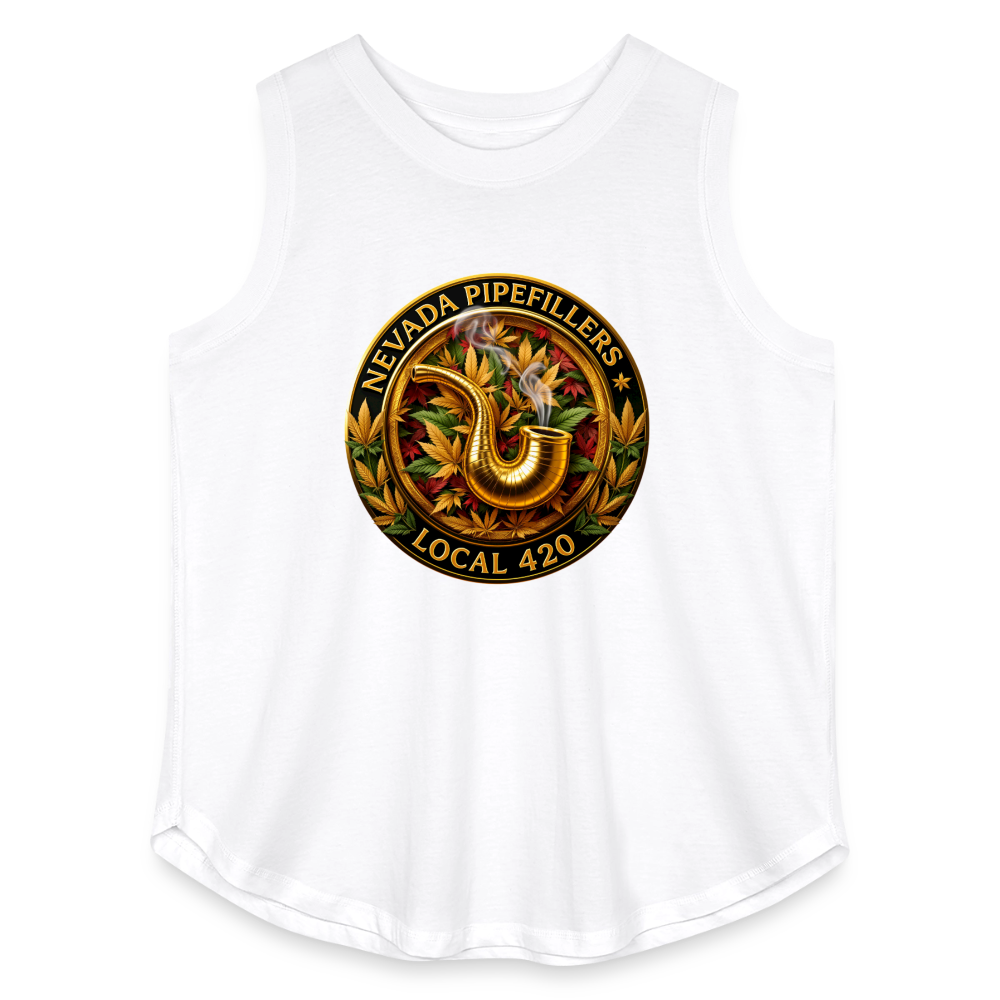 NEVADA PIPEFILLERS LOCAL 420   Women's Curvy Relaxed Tank Top - white
