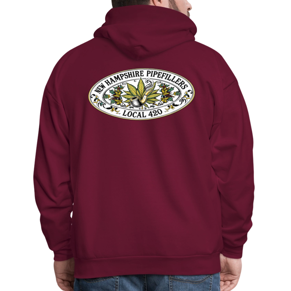 NEW HAMPSHIRE PIPEFILLERS LOCAL 420 2 EMBLEM Men's Hoodie - burgundy