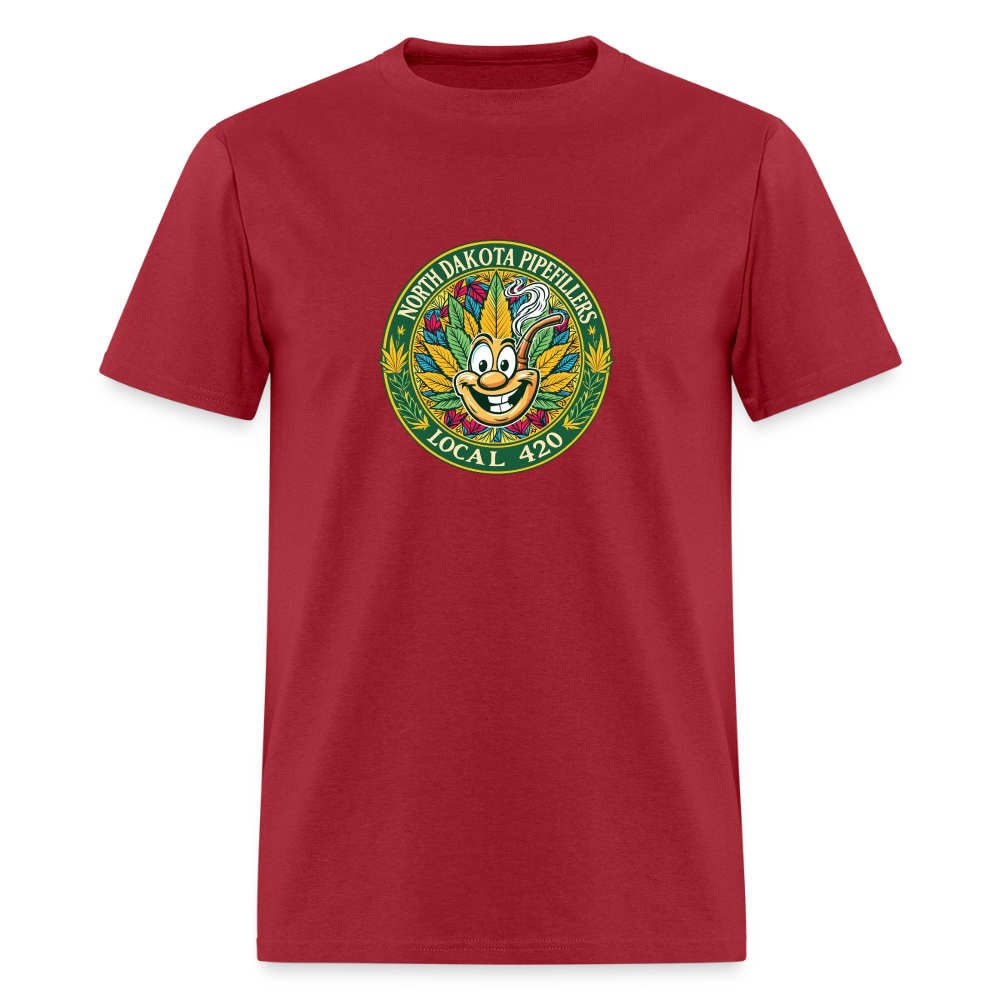 NORTH DAKOTA PIPEFILLERS LOCAL 420 F/B 2 DESIGNS Men's T-Shirt - true red