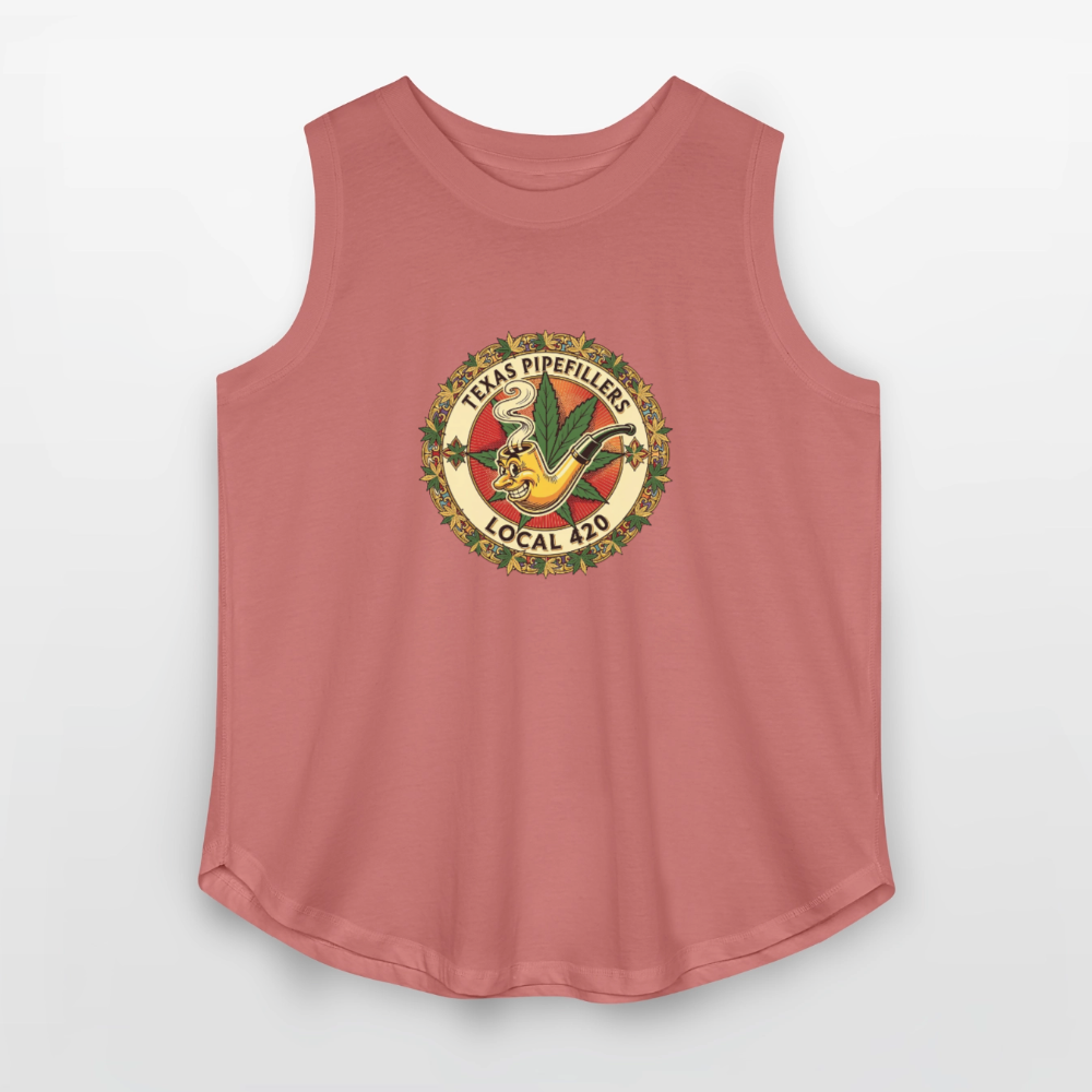 TEXAS PIPEFILLERS LOCAL 420 Women's Curvy Relaxed Tank Top - mauve