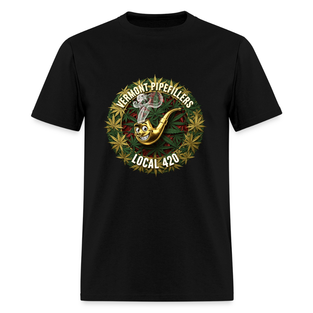 VERMONT PIPEFILLERS LOCAL 420  F/B DESIGN Men's T-Shirt - black