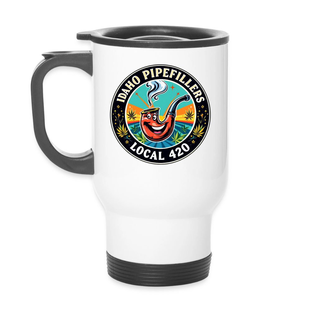 IDAHO PIPEFILLERS LOCAL 420 14oz Stainless Steel Travel Mug - white