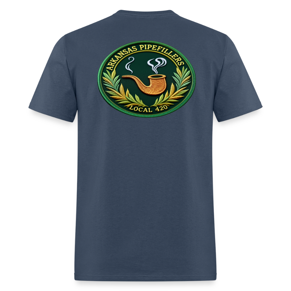 ARKANSAS PIPEFILLERS LOCAL 420 F/B EMBLEMS  Men's T-Shirt -  blue dusk