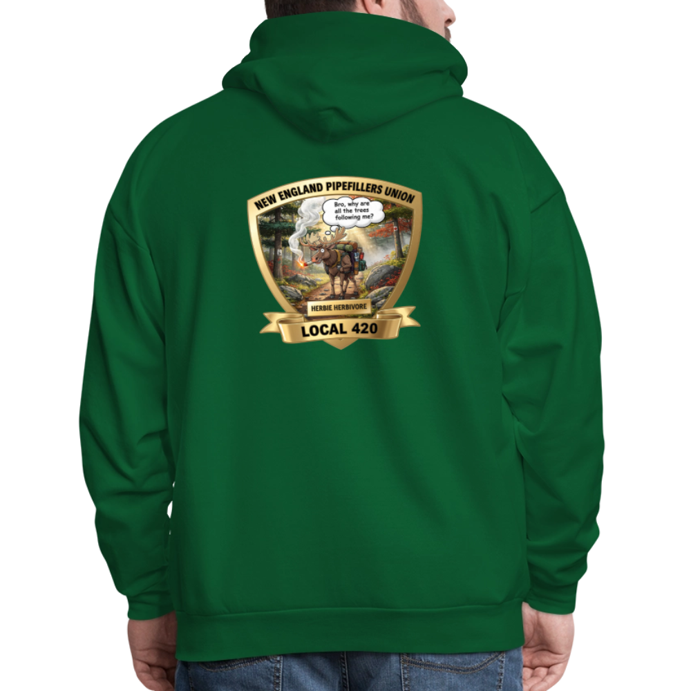 NEW ENGLAND PIPEFILLERS LOCAL 420 HERBIE HERBIVORE F/B EMBLEMS Men's Hoodie - forest green