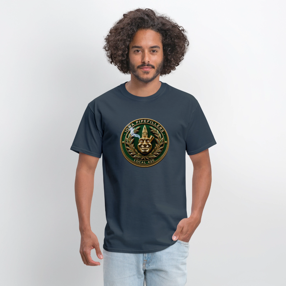 IOWA PIPEFILLERS LOCAL 420 F/B DESIGN Men's T-Shirt -  blue dusk
