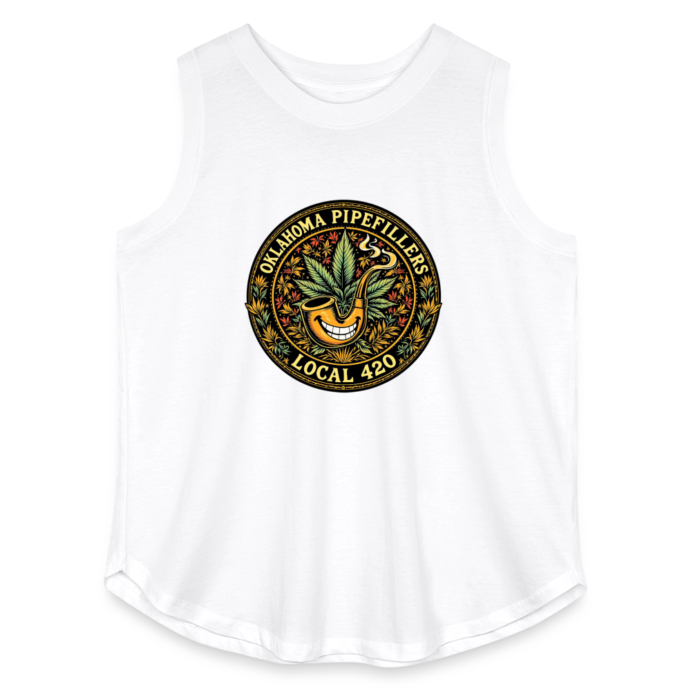 OKLAHOMA PIPEFILLERS LOCAL 420  F/B DESIGNS Women's Curvy Relaxed Tank Top - white