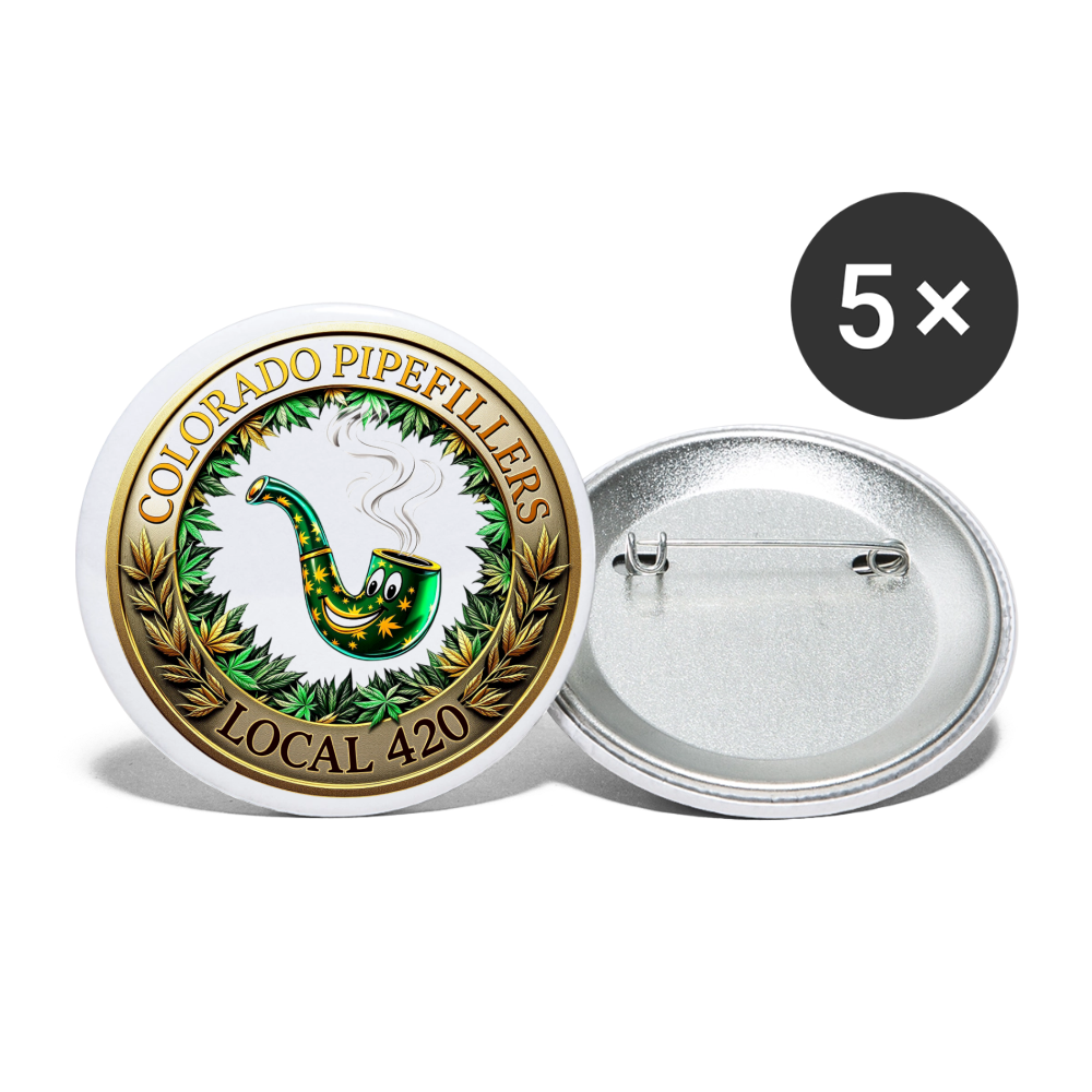 COLORADO PIPEFILLERS LOCAL 420 Union Buttons small 1'' (5-pack) 1 - white