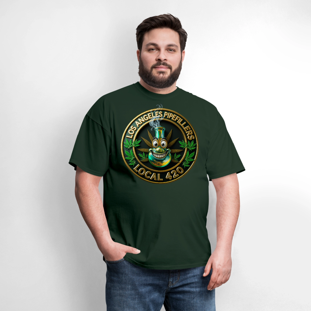 LOS ANGLES PIPEFILLERS LOCAL 420 Men's T-Shirt - forest green