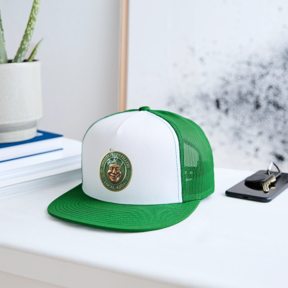 CONNECTICUT PIPEFILLERS LOCAL 420  Trucker Hat - white/kelly green