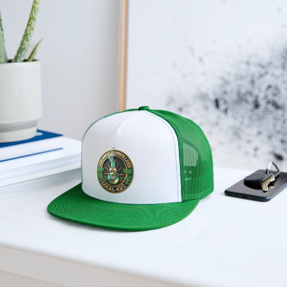 LOS ANGLES PIPEFILLERS LOCAL 420 Trucker Hat - white/kelly green