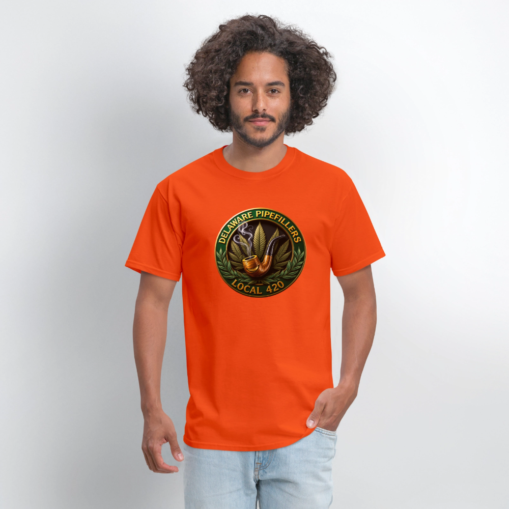 DELAWARE  PIPEFILLERS LOCAL 420 F/B DESIGN Men's T-Shirt - orange